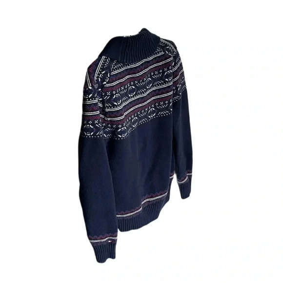 Tommy Hilfiger Luxury Blend Snowflake Cardigan Sweater Navy Blue Men’s Small - Picture 2 of 11